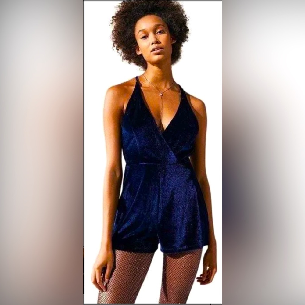 Urban Outfitters Navy Velvet Romper